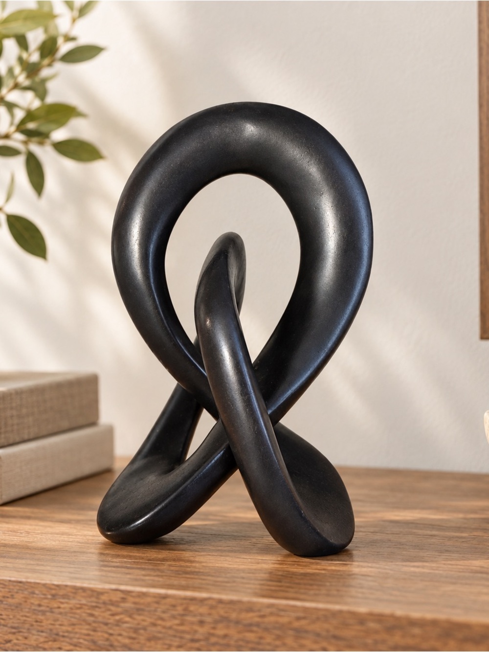 Source Unknown Black Looping Abstract Sculpture 8 inches tall. Love this!